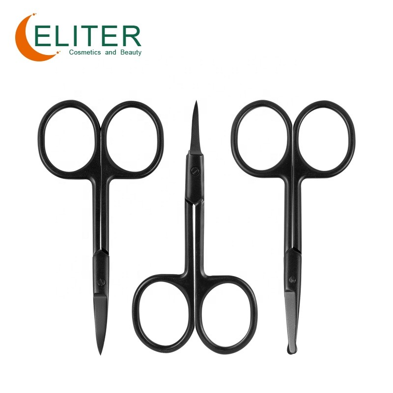 Straight Eyebrow Scissors Manufacturer - OEM/ODM Hot Sell Black Stainless Steel Beauty