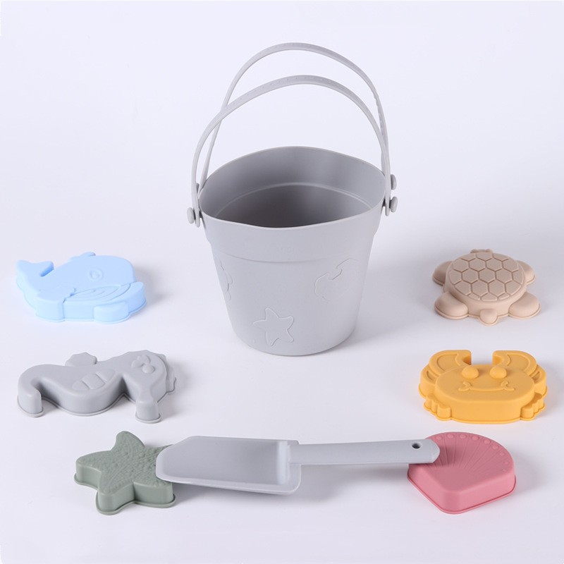 Beach Toy Set Supplier - Portable Foldable Silicone Ocean Series Bucket