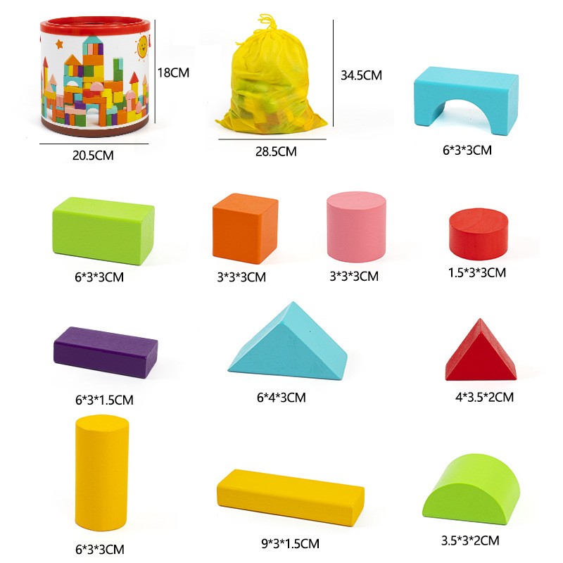 Wooden Toy Supplier - Custom Large DIY 100 PCS Building Blocks