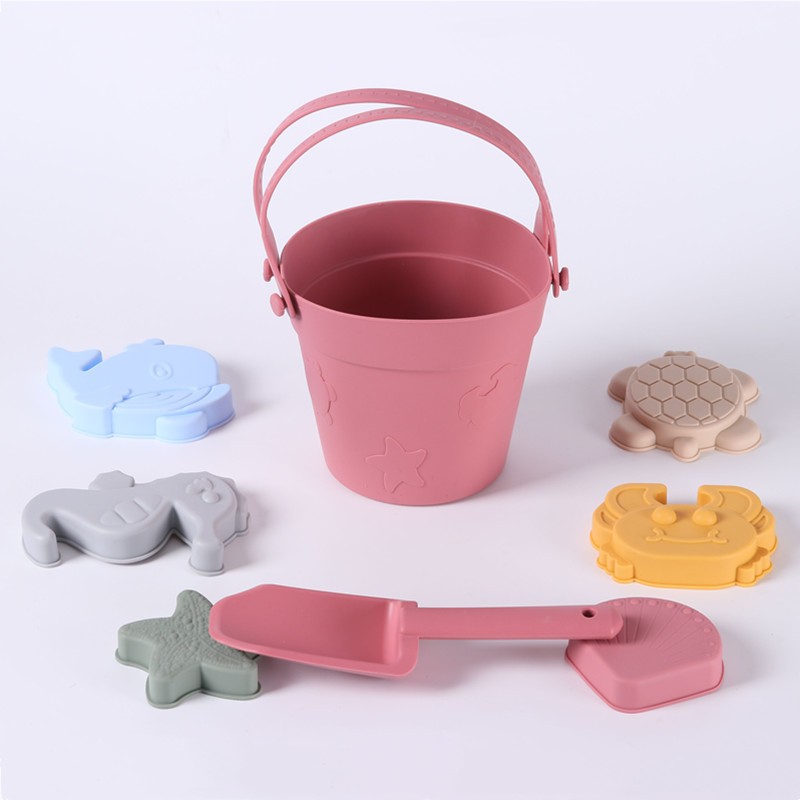 Beach Toy Set Supplier - Portable Foldable Silicone Ocean Series Bucket