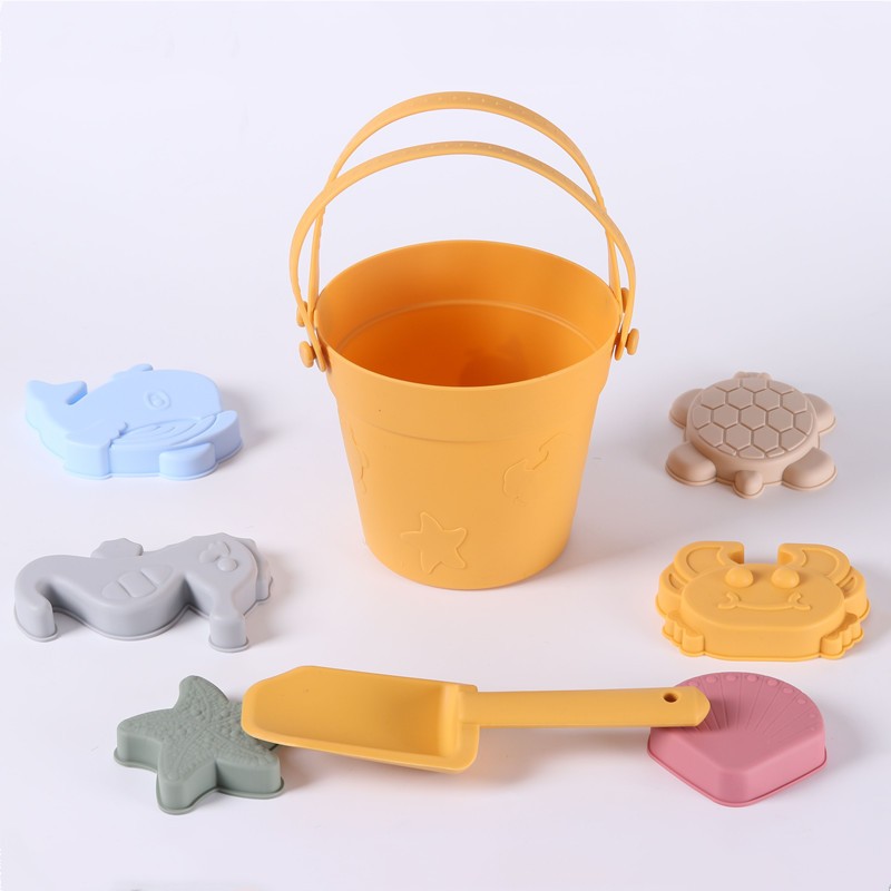 Beach Toy Set Supplier - Portable Foldable Silicone Ocean Series Bucket