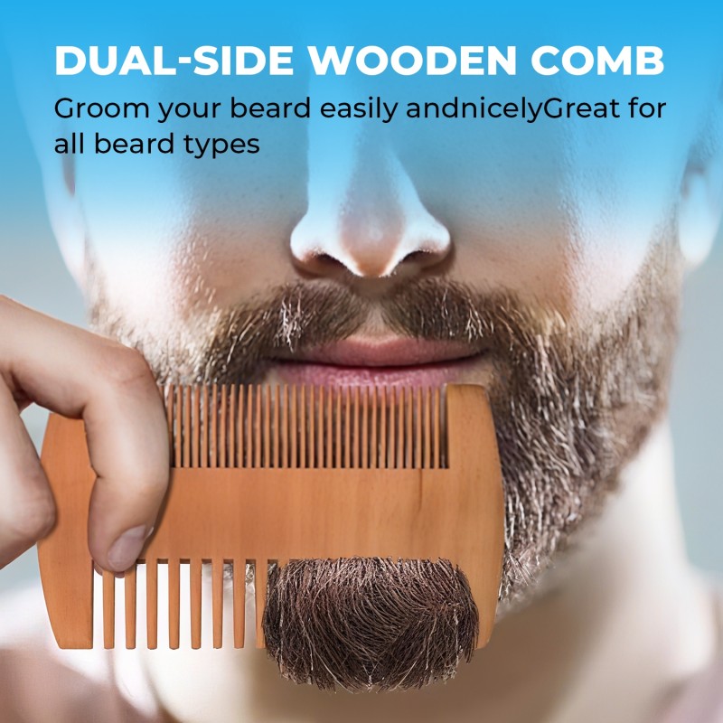 Beard Growth Kit Supplier - Private Label Oil Balm Wood Comb Kit