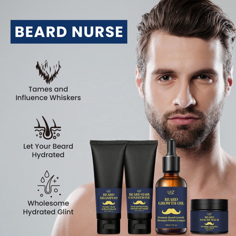 Beard Care Set Supplier - Beard Shampoo Conditioner Balm Growth Oil