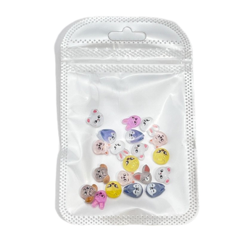 Cartoon 3D Mini Nail Art Accessories Cross-Border Cute Fox Puppy Resin Diamond Armor Made of Metal Pet Material Stickers Decals