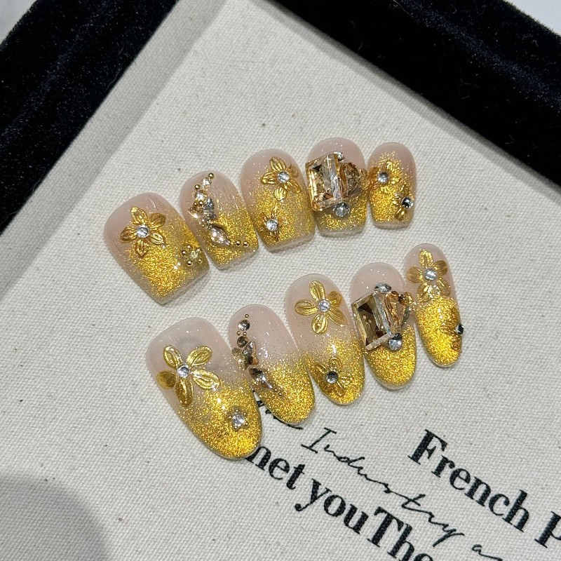 Qiuri Advanced Sense Cat's Eye French Finished Removable Patch Luxury Light Fingertip Application New Style