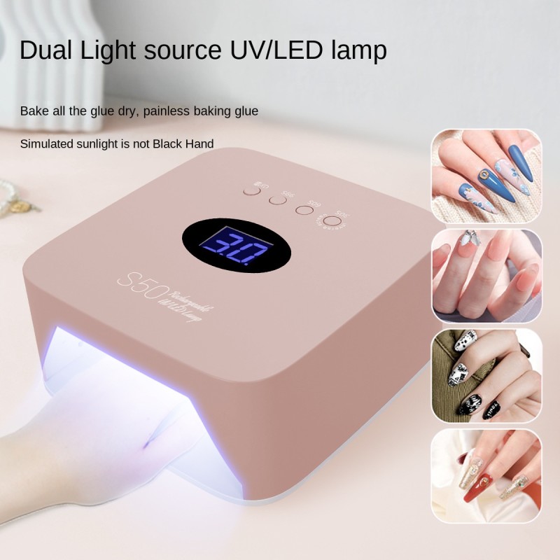 Hot Selling S50 Portable Rechargeable UVLED Nail Lamp Quick-Drying LED Phototherapy Cross-Border Power Storage Plastic Material