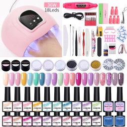 Cross-Border New UV Phototherapy Nail Polish Suit with LED Lamp Source Features Function Glue Grinder Extension Glue