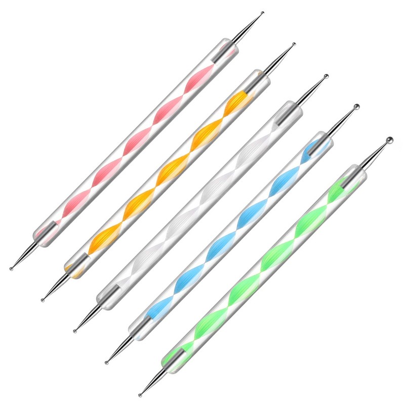 Professional 5-Piece Set Soft Nylon Nail Art Brush Double Acrylic Nail Drill Beauty Tool Wholesale Manufacturers Synthetic Hair