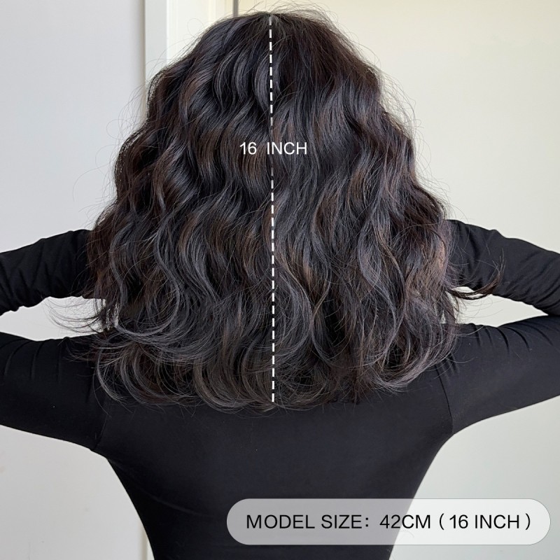 Women's Medium-Length Chemical Fiber Wig Age-Reducing High Temperature Silk Short Bob Hairstyle Water Wave Style Small Cap Size