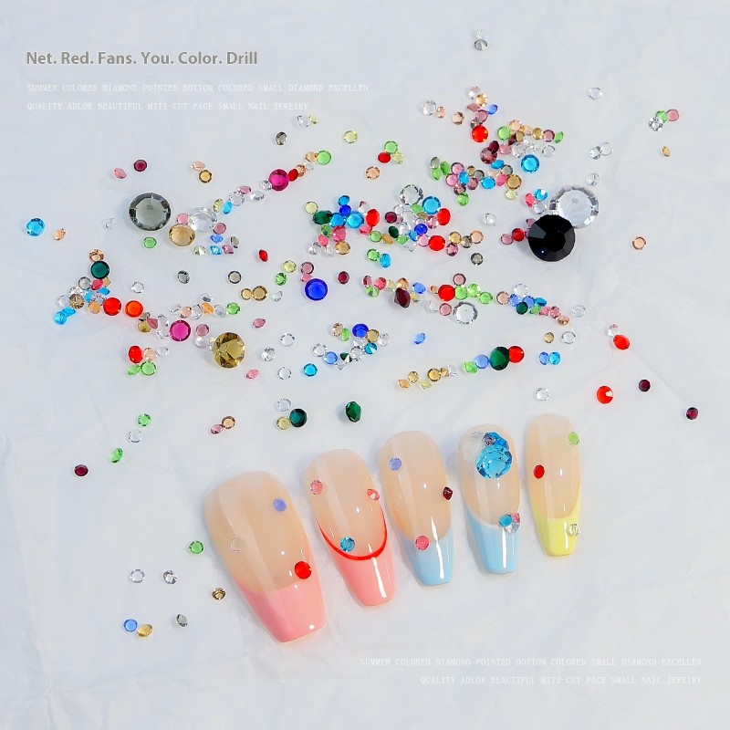 Wholesale DIY Nail Jewelry Supplies Mixed 3D Little Monkey Diamond Love Blast Pointed Bottom in Color Bags-Glass Material