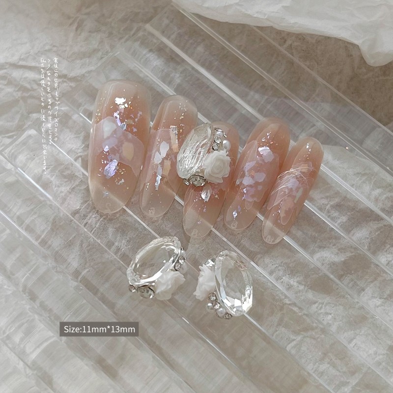 Direct Selling Pigeon Egg Finished Pile Explosion Pile Drill Super Flash Oval Big Drill Nail Decoration Drill Nail