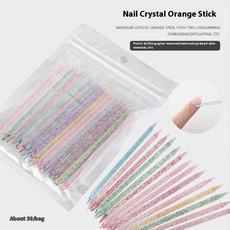 Dual-Action Dead Skin Removal Tool Dual-Headed Crystal Drill Stick Orange Stick Wooden Base Nail Art Point Pen Solid Plastic