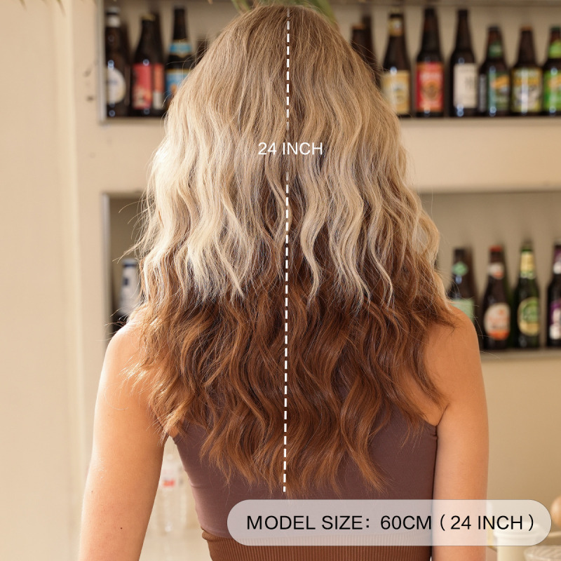 European Hair Manufactured Cross-Border Fluffy Natural Wig Set for Women Long Curly Beige Highlight Brown Hair Human Hair Wigs