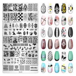 OM-J New Christmas Tree and Butterfly Nail Art Printing Template Durable Plastic Square Steel Plate Cross-Border Liquid Form