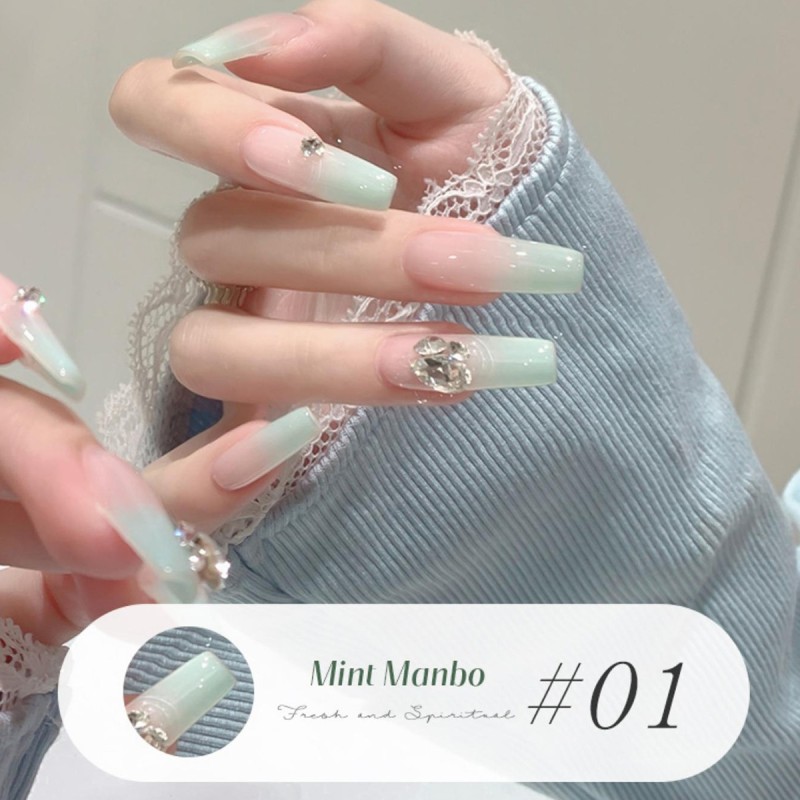 Mint Mambo Summer Collection LED Phototherapy Lamp Bottle Packing New UV Nail Gel Top Coat for Women Lasting French Style Ice