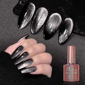 Very Black Cat's Eye Stone Nail Polish Dark Fairy Wind White Paint with Premium Quality