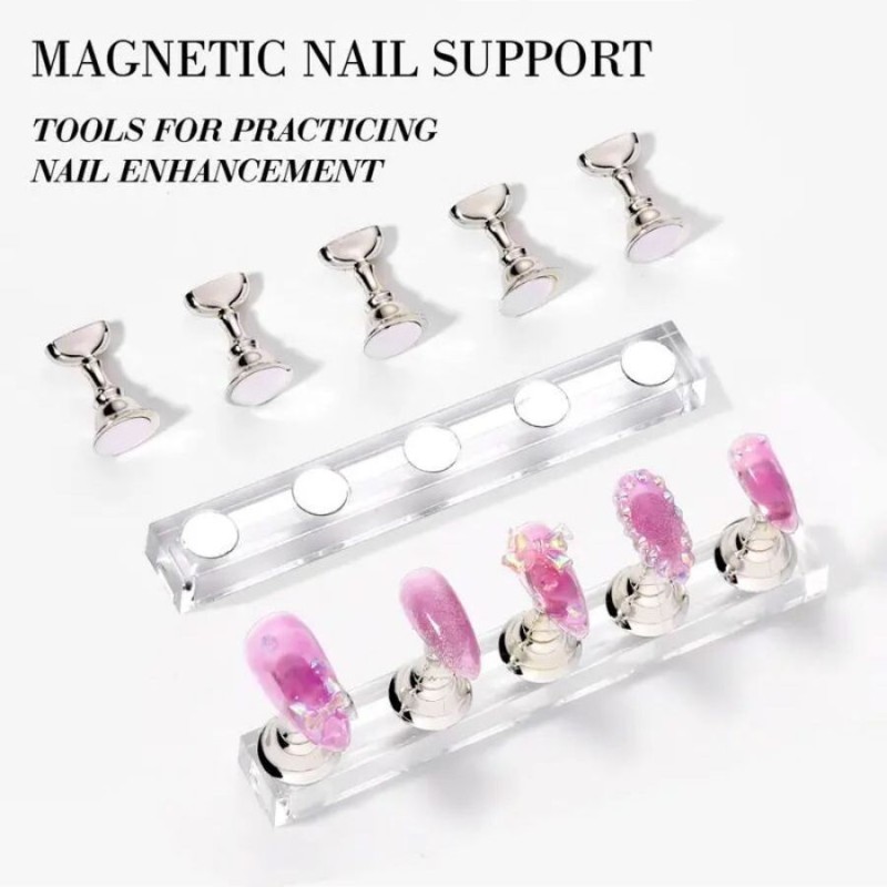 Beginner-Friendly Plastic Nail Holder Base Liquid Crystal Display Rack with Magnet for Exercise Tool for Clay Set