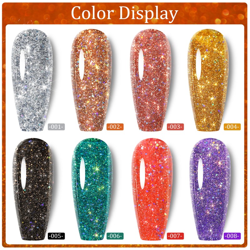 Long-Lasting 7ml LED Nail Polish Glue Popular Broken Diamond Design Cross-Border Flash Galaxy Star Sequins New Release Nail