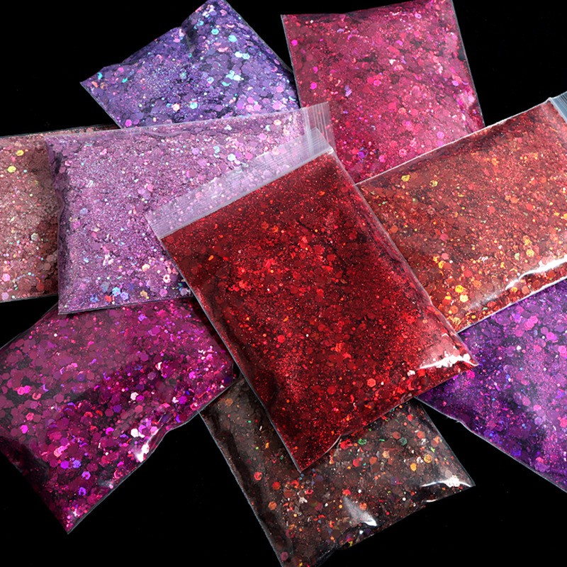 50 Grams of Popping Flash Laser Sequins Mixed Size Glitter Powder Nail Glitter Handmade DIY Hemp Filling Dropping Glue