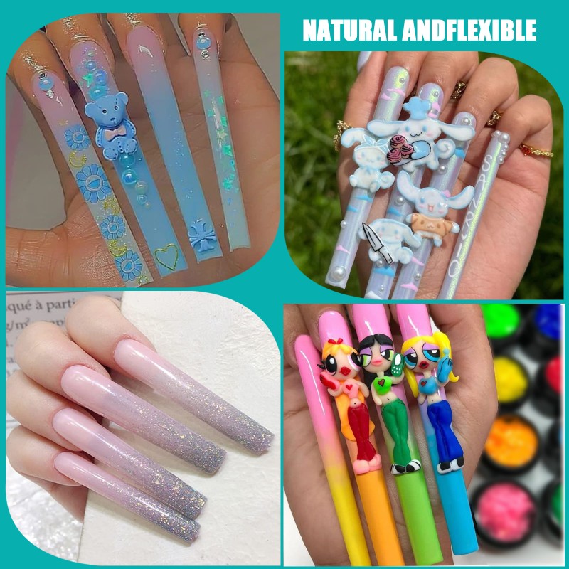 Hot-Selling Ultra-Long 60-Piece Full False Nail Extension Square Head French Style for Fingernails for Europe and US