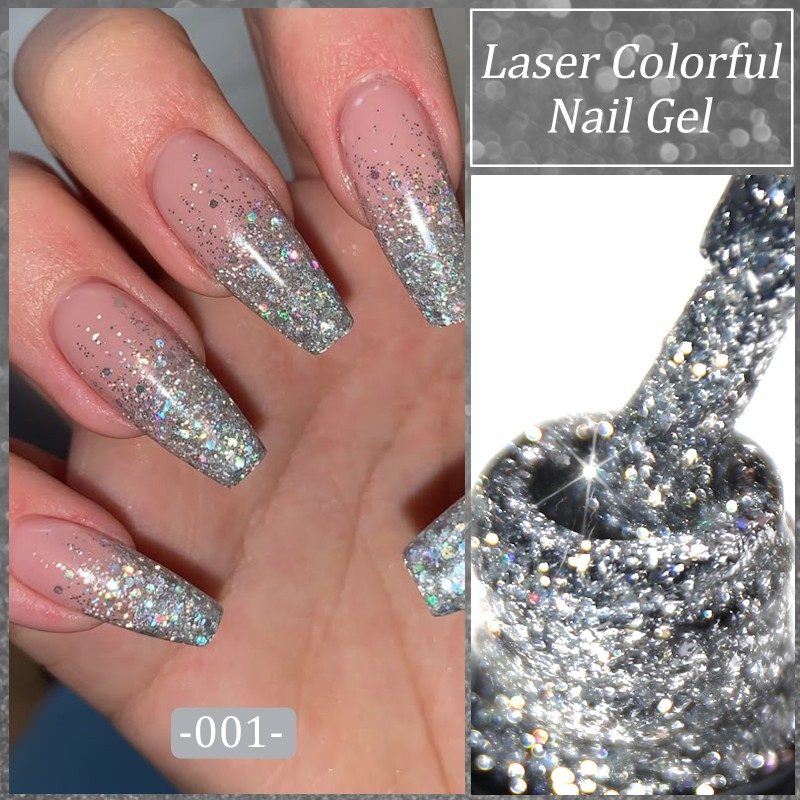 Long-Lasting 7ml LED Nail Polish Glue Popular Broken Diamond Design Cross-Border Flash Galaxy Star Sequins New Release Nail