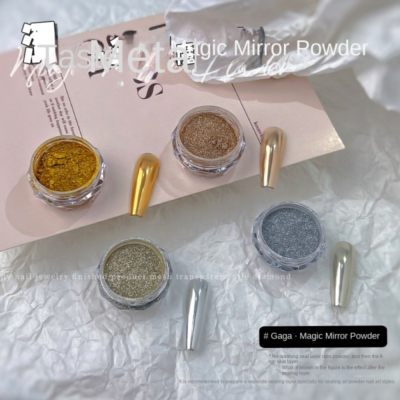 Nail Magic Mirror Powder New Super Bright Delicate Pearlescent Gold Silver Glitter for Spice Girl Style Personalized Advanced