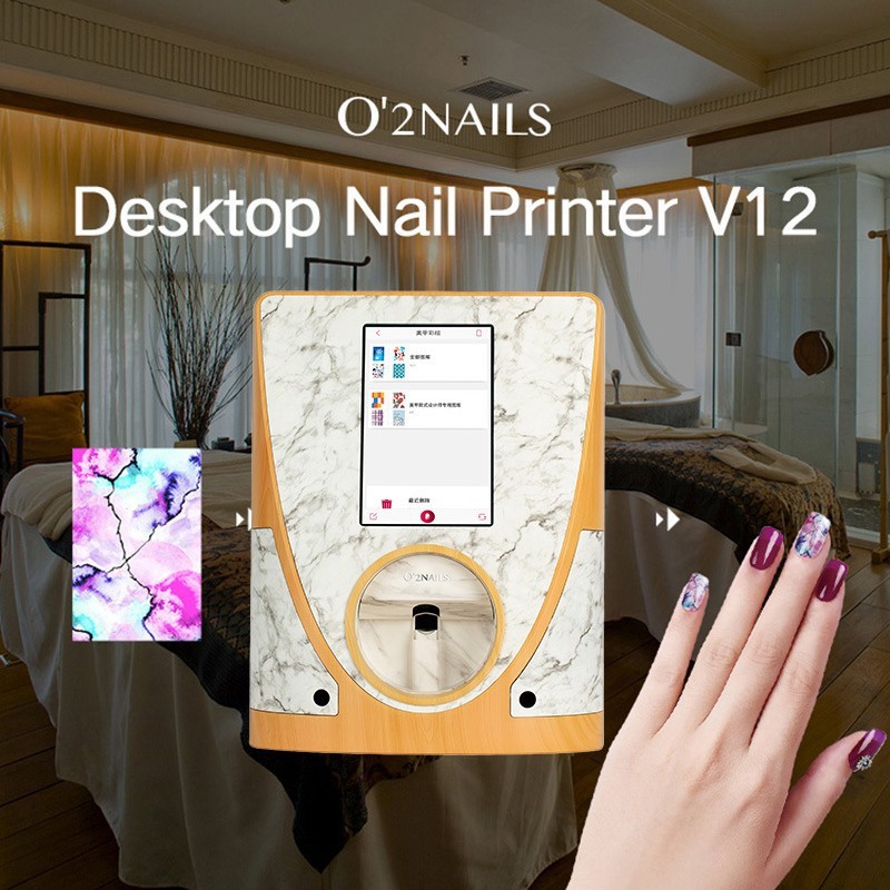 O2Nail V12 Professional Digital Nail Art Printer Intelligent Automatic Color Painting Machine Electric Power Supply WiFi