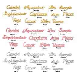 Cross-Border Wholesale Twelve Constellation English Letter Symbol 3D Necklace Pendant Suit DIY Alloy Jewelry Accessories