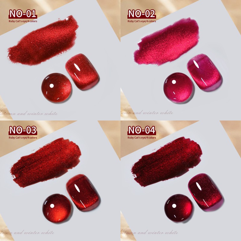Autumn Winter UV Nail Polish Glue White Cherries New Year Red Sparkle Cross-Border Design Ruby Cat's Eye LED Lamp Wholesale