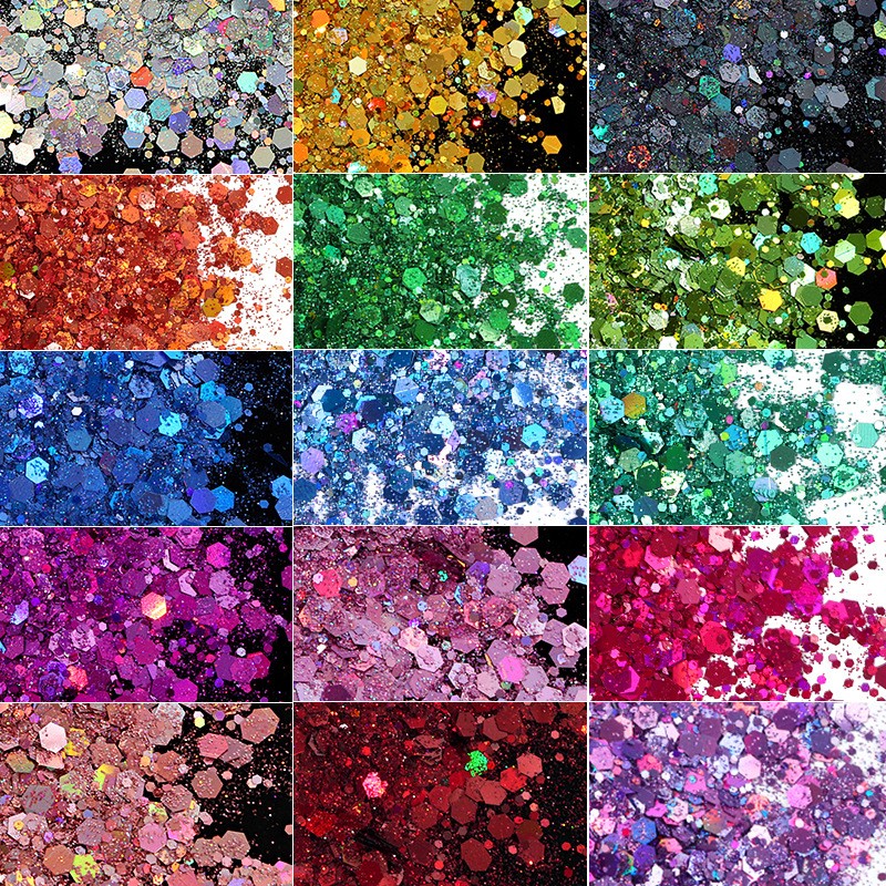 50 Grams of Popping Flash Laser Sequins Mixed Size Glitter Powder Nail Glitter Handmade DIY Hemp Filling Dropping Glue
