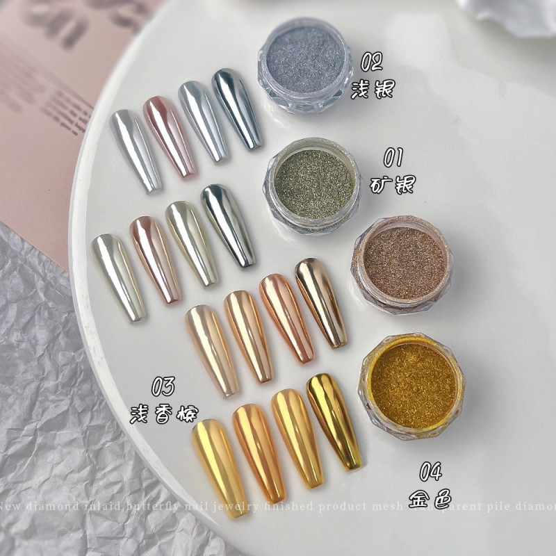 Nail Magic Mirror Powder New Super Bright Delicate Pearlescent Gold Silver Glitter for Spice Girl Style Personalized Advanced