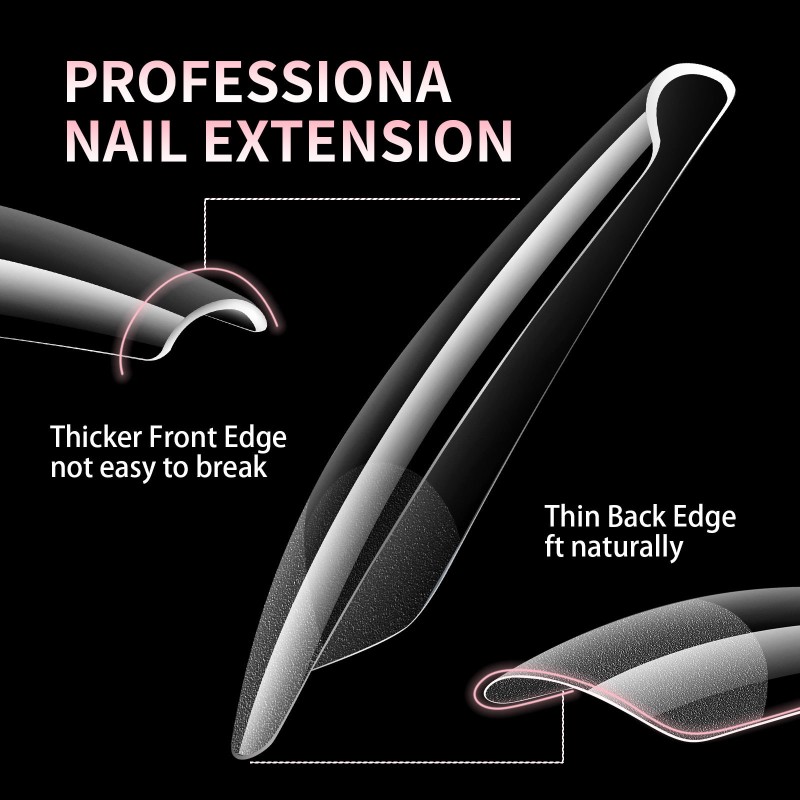 Online Wholesale Ultra-Thin Prosthetic Finger Nail Transparent Semi-Scrub Non-Trace Non-Abrasive Extended Artificial Fingernails