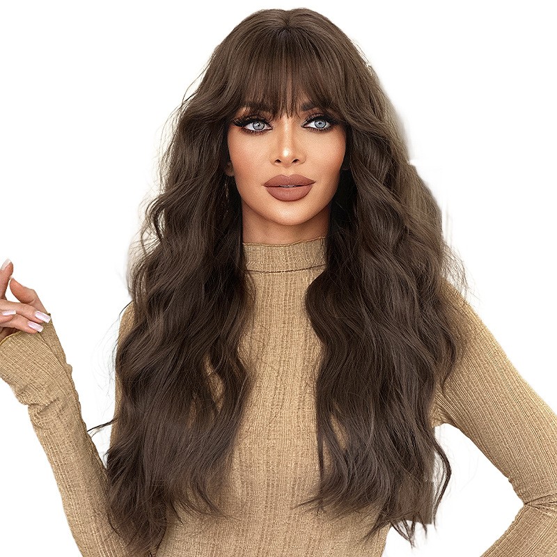 2025Tea Brown Lace Front Wig with Long Curly Natural Wave Small Cap Size Full Head High Temperature Fiber for Girls