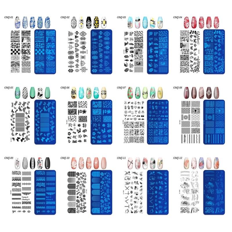 OM-J New Christmas Tree and Butterfly Nail Art Printing Template Durable Plastic Square Steel Plate Cross-Border Liquid Form