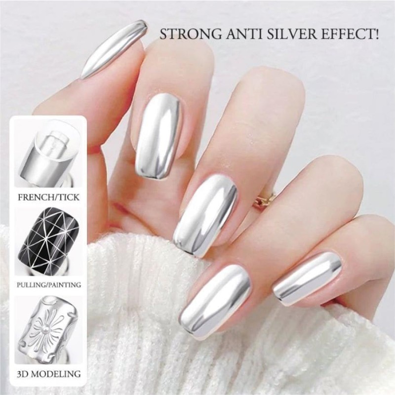 Demon Mirror Series 8ml LED Gel Nail Polish Glue French Style Metal Painting Home Nail Art Wholesale Factory Bottle Packing