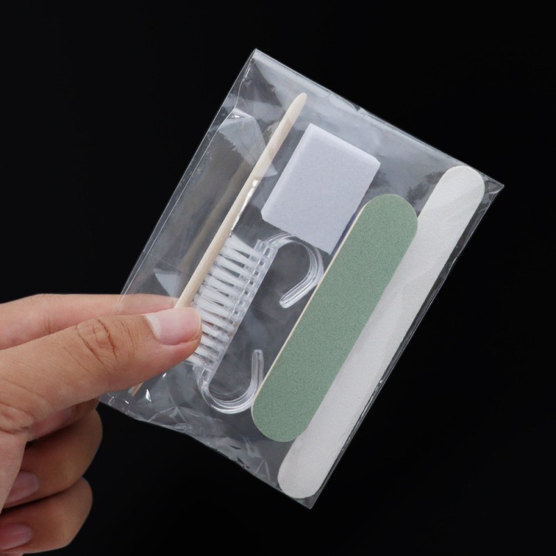 Five-Piece Manicure Multi-Function Tool Kit Special Nail Wearable Set Horn Brush Sponge Polishing Strip Grinding Tools Plastic