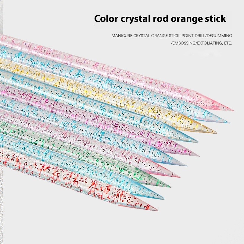 Dual-Action Dead Skin Removal Tool Dual-Headed Crystal Drill Stick Orange Stick Wooden Base Nail Art Point Pen Solid Plastic