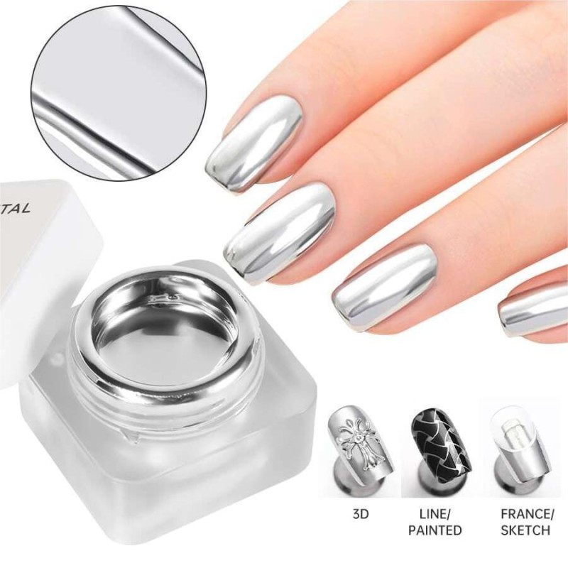 Demon Mirror Series 8ml LED Gel Nail Polish Glue French Style Metal Painting Home Nail Art Wholesale Factory Bottle Packing
