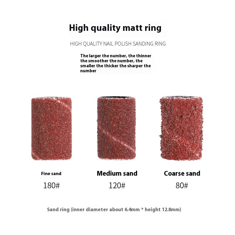 80# 120# 180# 100 Nail Drill Bit Pack Sanding Head & Ring for Sanding Machine