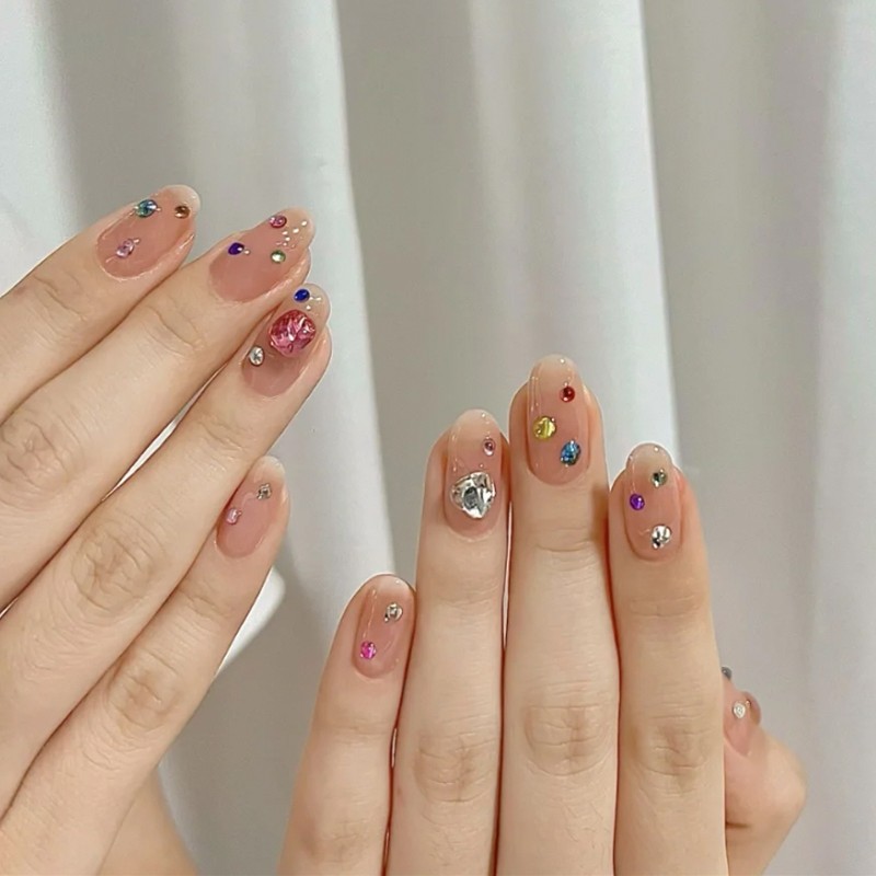 Wholesale DIY Nail Jewelry Supplies Mixed 3D Little Monkey Diamond Love Blast Pointed Bottom in Color Bags-Glass Material