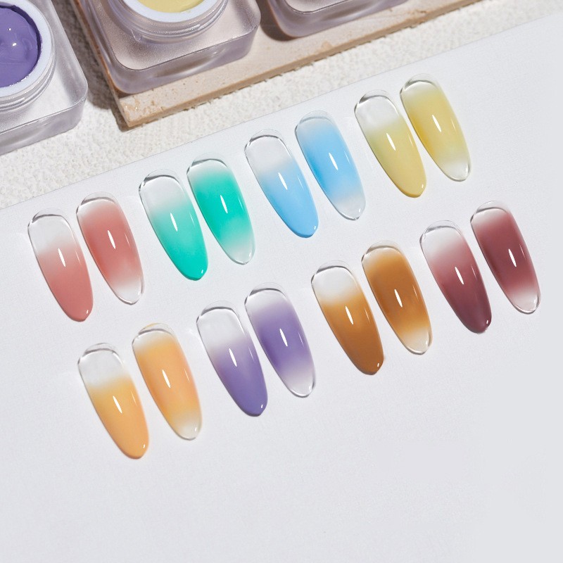 20-Color Summer Gradient Blush UV Gel Nail Polish Joker Semi-Solid Pat Glue Free Factory Wholesale LED Lamp Source Bottle