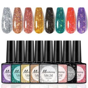 Long-Lasting 7ml LED Nail Polish Glue Popular Broken Diamond Design Cross-Border Flash Galaxy Star Sequins New Release Nail