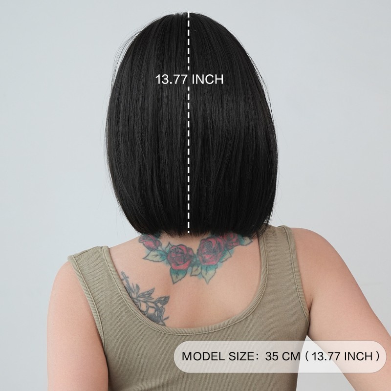 2025 Retro Smooth Black Wig with Small Hat Short Hair S Chemical Fiber Wholesale Headgear