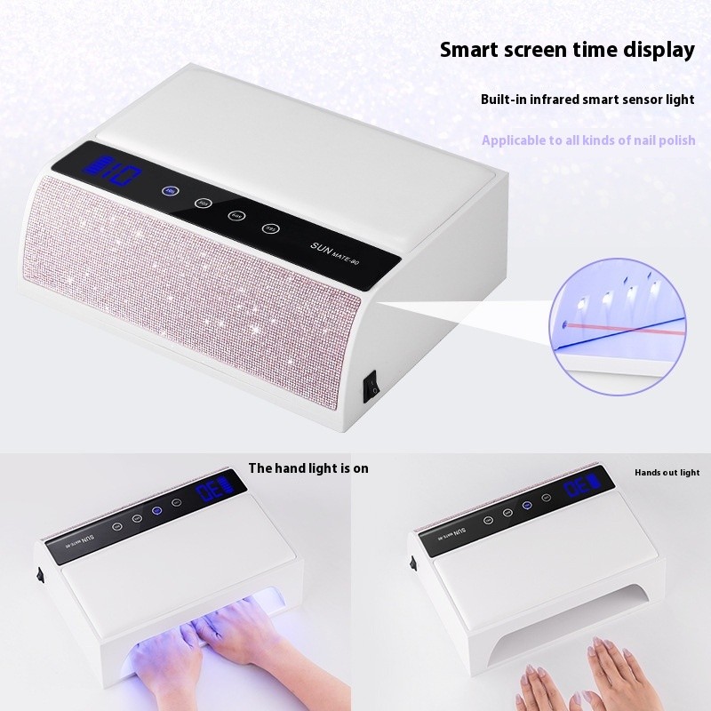 Large Space Wireless Charging UV Manicure Lamp High Plastic Non-Black Hand Baking Lamp with Power Storage for Both Hands