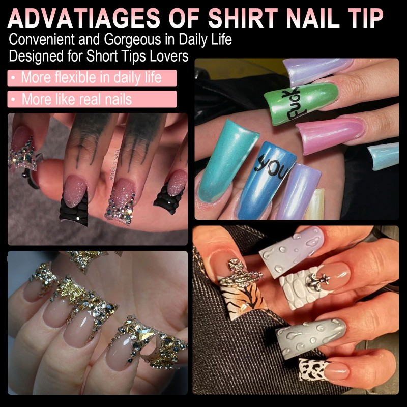 Cross-Border Wholesale French Style Special-Shaped Duck-Billed Armor Nail Tablets Short Armor for Explosion Protected Fingers