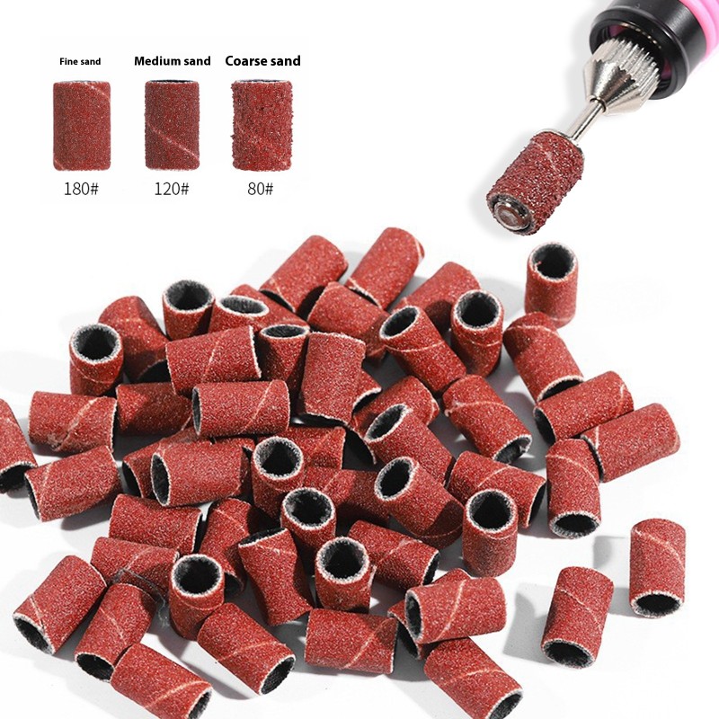 80# 120# 180# 100 Nail Drill Bit Pack Sanding Head & Ring for Sanding Machine
