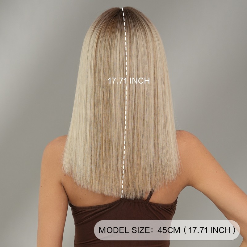 2025 Linen Golden Shoulder Women's Straight Wig Small Cap Size Full Head Cover Rose Mesh Top Light Brown Dye Chemical Fiber for