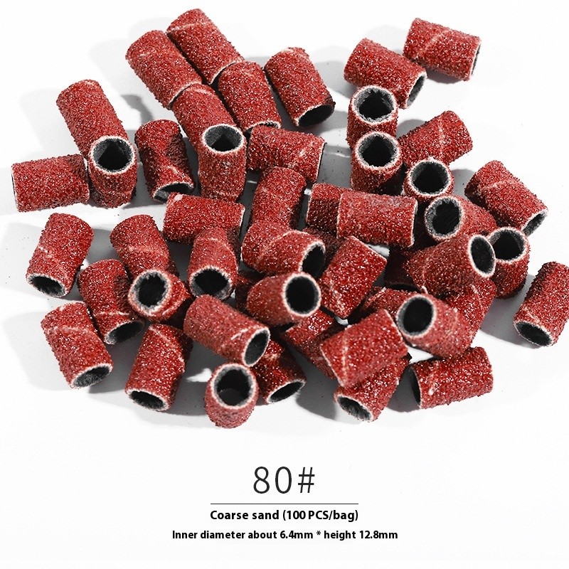 80# 120# 180# 100 Nail Drill Bit Pack Sanding Head & Ring for Sanding Machine