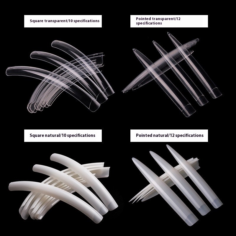 Super Long Performance Art Nail Templates Transparent Natural Color French Style Square Patch Glue for Fingernails for Salon Use