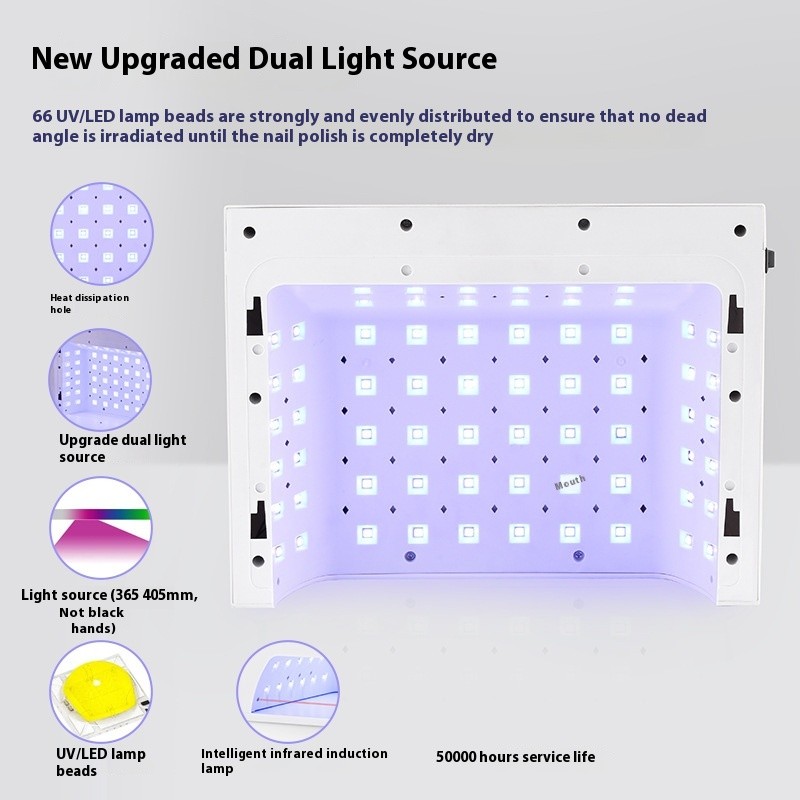 Large Space Wireless Charging UV Manicure Lamp High Plastic Non-Black Hand Baking Lamp with Power Storage for Both Hands